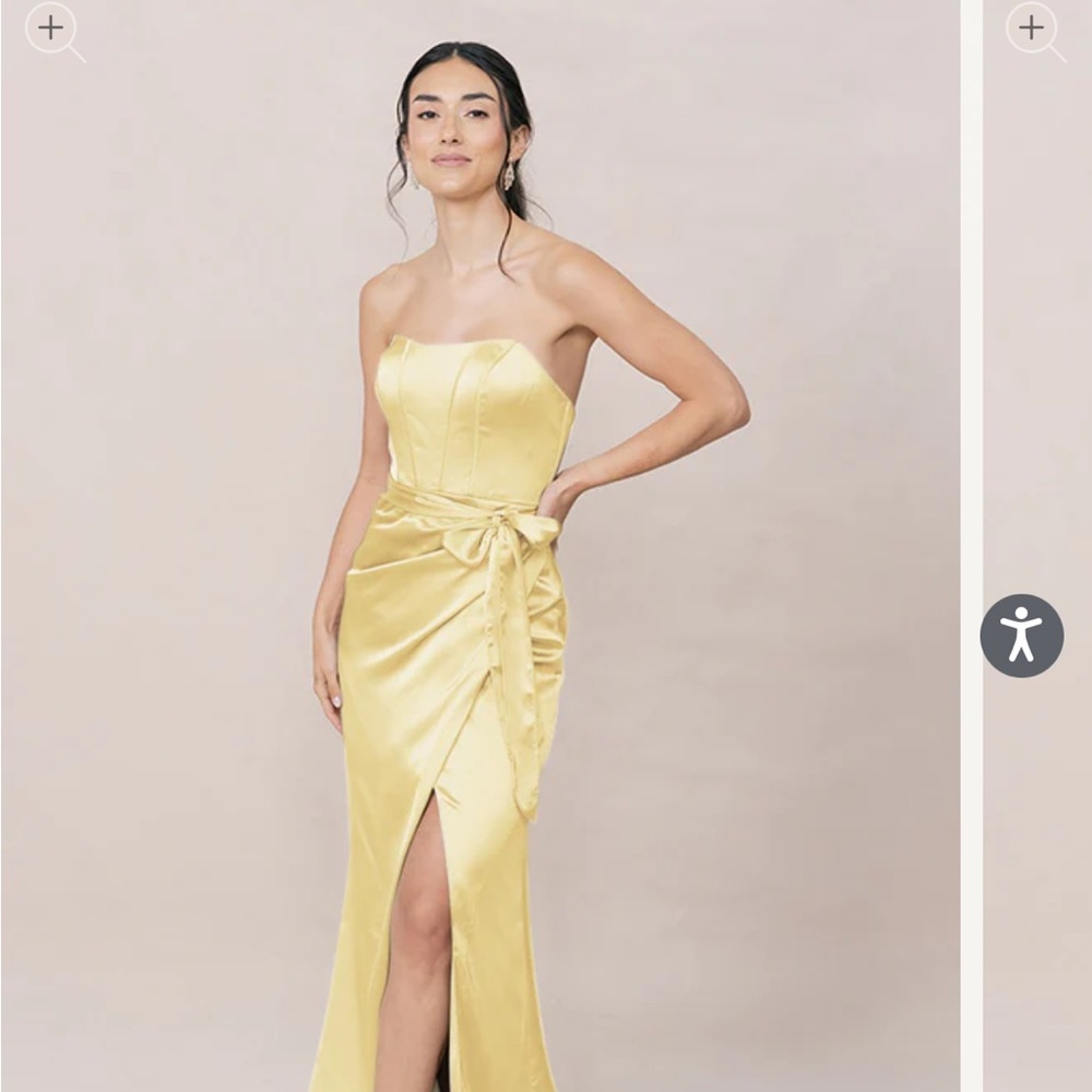 Revelry Yellow Satin Amara Dress